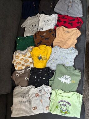 Mixed 6 month Baby Onesie Bundle with Bright Prints - Multi Color